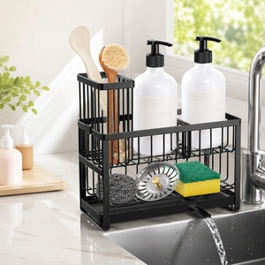 Organisateur d'<span class=keywords><strong>évier</strong></span> pour éponge, brosse <span class=keywords><strong>et</strong></span> savon à vaisselle avec plateau d'égouttage pour comptoir - Product Image 1
