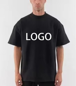 T-shirt personnalisé avec impression sérigraphique, 100% coton vintage épais tricoté, coupe oversize pour homme, noir, vêtement éco-responsable - Product Image 1