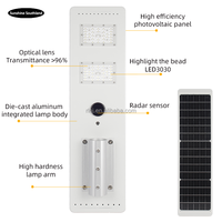 Lampadaire solaire intégré en aluminium moulé sous pression 30W avec détecteur de mouvement, étanche IP65, lampe LED pour extérieur, campus, routes et parkings