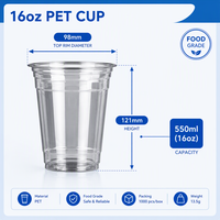 Gobelets jetables en PET à paroi simple 12oz-24oz, qualité alimentaire, pour café et jus, avec couvercles et pailles