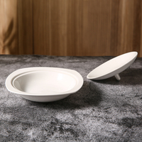 WEIYE Restaurant céramique forme carrée blanc céramique soupe soupière porcelaine petite taille bol à soupe vaisselle avec couvercle