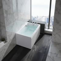 Baignoire bébé moderne autoportante rectangulaire 1,2 m en acrylique à bulles, noire et blanche, écologique, pour bain à remous intérieur, la plus vendue