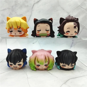 6 pz/set cacciatrice di demoni Tanjirou Nezuko Zenitsu <span class=keywords><strong>Inosuke</strong></span> Mitsuri gatto addormentato Figure in PVC decorazione Desktop Action Figure giocattoli - Product Image 3