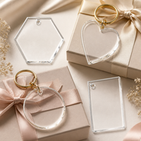 Formes en acrylique transparent de 2 mm d'épaisseur, imprimées UV, pour loisirs créatifs DIY : hexagones, cœurs, cercles, rectangles, avec trous, pour ornements de Noël et étiquettes cadeaux