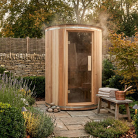 Ruang Sauna Kayu Cedar Jepang Modern Ramah Lingkungan untuk 3-4 Orang, Dilengkapi Tungku Harvia dan Atap Akrilik Tahan Air, Cocok untuk Taman Luar Ruangan