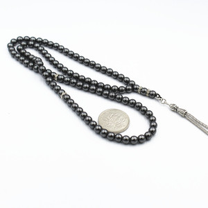 Cuentas de piedra Natural de <span class=keywords><strong>hematita</strong></span> Tasbih, cuentas de borla de ágata y <span class=keywords><strong>hematita</strong></span> para oración, Rosario, 99 cuentas de 6mm - Product Image 4