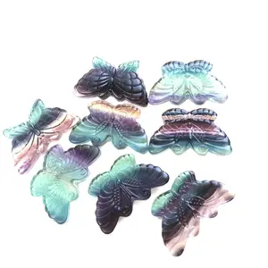 Hand Gesneden Mooie Kristallen Vlinder Regenboog Fluoriet Gesneden Vlinder Voor Verkoop