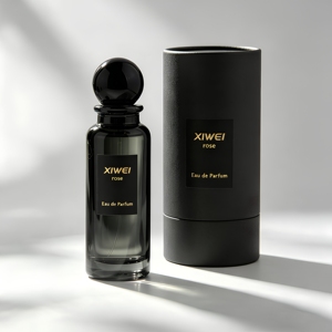 Venta al por Mayor de Fábrica: Elegante Botella de Perfume de Vidrio Negro con Tapa Esférica, Envase de Fragancia con Logotipo Personalizado, Empaque de Perfume de Lujo - Product Image 1