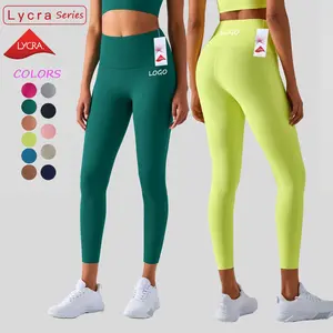 Yeni renkler kızlar kadınlar poliamid Lycra sıkıştırma sıkı Yoga pantolon yüksek bel popo asansör lüks egzersiz koşu spor tayt