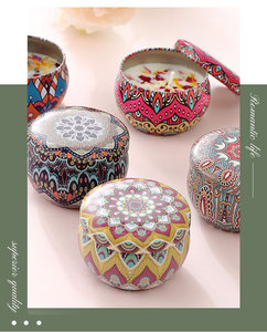 Latas de tarro de hojalata para aromaterapia, velas de fragancia de piedra de cristal, cera de soja de lujo, vela perfumada para vacaciones - Product Image 2