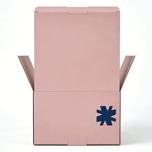 <b>Pink</b> Self Erecting Paperboard <b>Box</b> With Handle And UV Printed Logo For <b>Gift</b> And Craft Use - Product Image 4