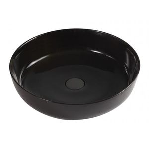 Lavabo Ovale Sottile 01 in Porcellana Nera da 385mm, Fatto a Mano, Moderno e Tradizionale, per Uso Domestico e Alberghiero - Product Image 1