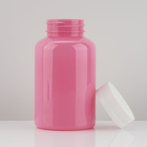 Pembe 300ml kapasiteli yuvarlak PET plastik şişe Vitamin kapsül konteyner ekran baskı hapları sıvı ambalaj vidalı kapak mühür - Product Image 5