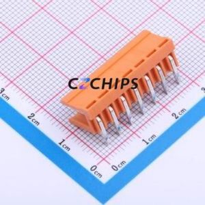 JL396R-39607O01 Plug-in Terminal Block Bent Lead Through Hole,P=3.96mm Connector Board-to-Board / Socket Open 1x7P 3.96mm Orange - Product Image 2