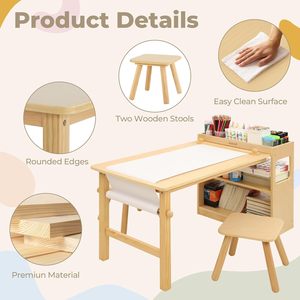 Mesa Sensorial Interior Grande Personalizable WDF, Estilo Clásico, Escritorio de Estudio de Madera y Bambú con Sillas para Mesa Sensorial - Product Image 2