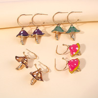 Anting Jamur Lucu Bergaya Hot Dream dengan Efek Tetesan Minyak, Anting Jamur Warna-warni untuk Wanita