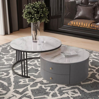 Ensemble de table basse moderne en acier inoxydable doré et verre trempé avec hauteur réglable pour salon, meubles de maison