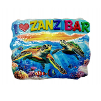 Aimant de réfrigérateur souvenir de Zanzibar en résine personnalisée en gros, tortue de plage, cadeau touristique, palmier africain, plage