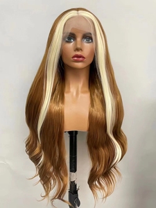 Perruque synthétique longue ondulée à reflets bruns pour femmes, perruques blondes mixtes pour femmes, perruque de Cosplay noire rouge blanche Orange pour fête - Product Image 5