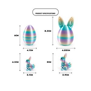 Juguete Flexible Articulado de Conejo Impreso en 3D, Decoración de Pascua para el Hogar y la Oficina, Relleno para Cestas de Pascua, Mini Conejo de Seda con Orejas y Huevo - Product Image 4