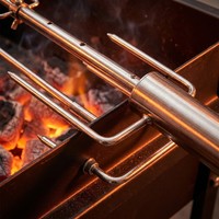 Kit de rôtissoire sans fil robuste en acier inoxydable de 735 mm, moteur de barbecue automatique rechargeable, engrenage résistant à la chaleur, facile à nettoyer