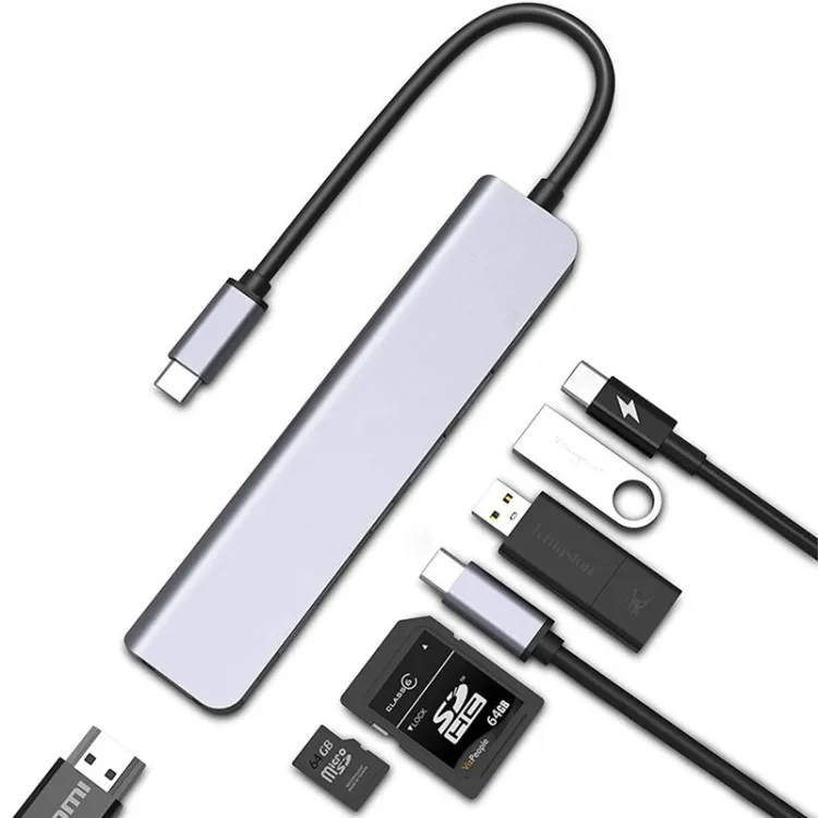 USB-концентратор 7-в-1 USB C многопортовый адаптер с H.D.M.I 100 Вт PD и SD/TF кард-ридер Многофункциональный Usb C концентратор