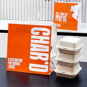 Wholesale Recycled Craft/kraft Grocery Take Away Packaging Custom Restaurant Paper <b>Bag</b> for Food Delivery - Product Image 1