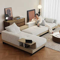 Canapé en tissu à rangées droites pour salon, design moderne et épuré, en coton et lin, haut de gamme, luxe léger, Connolly, italien, avec rangement