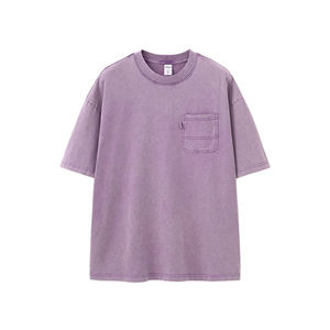 Washed Vintage 100% Cotton Tee 2025SS 270GSM Heavyweight <b>Pocket</b> Design - Product Image 1