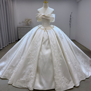 Lsjj160 Floral Lace Applique Ball Gown <b>Wedding</b> Dress Princess Elegant Ivory Bridal Gown Oem Factory Jancember - Product Image 1
