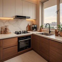 Armoire de cuisine moderne CBMmart avec finition laquée et crédence, design modulaire extensible pour appartement