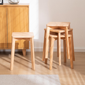 Chinese-style Minimalist Solid Wood Square <b>Stool</b> Stackable Space-saving Eco-Friendly Home Hotel Living Room Coffee Shops - Product Image 3
