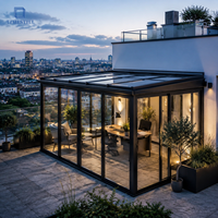 Véranda en aluminium 6063 T5, serres et jardins d'hiver en verre, véranda résidentielle stratifiée, solarium avec store enrouleur