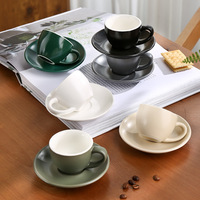 Ensemble de tasses et soucoupes à café et thé en céramique mat 300ml 220ml 75ml, style européen, pour latte, compétition d'espresso, café, design luxe léger