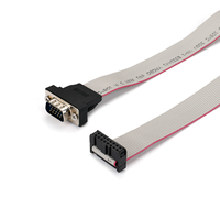 Kabel PVC Flat Ribbon IDC 15 Pin Male ke Female HDB 28AWG Pitch 1.27mm Panjang Kustom Abu-abu Perakitan Kabel untuk Koneksi Monitor VGA