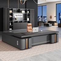 Bureau de direction LBZ-162X, table de bureau de luxe moderne avec armoire latérale, grand bureau, mobilier de bureau