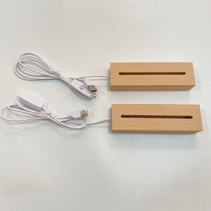 Base lumineuse en bois de hêtre 30 mm, lumière blanc chaud, support de lampe de bureau, design moderne minimaliste - Product Image 2