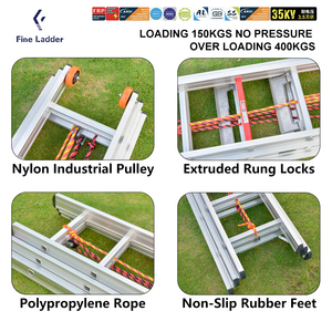 2 en 1 3x8 3x10 3x12 escalones tubo cuadrado combinación Triple retráctil <span class=keywords><strong>3</strong></span> secciones escalera de extensión de aluminio - Product Image 2