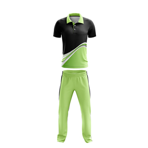 <b>Men</b> Diagonal Wave Graphic Cricket Uniform <b>Short</b> Sleeve Polo Jersey <b>Trousers</b> Set Sublimated Team Sportswear - Product Image 3