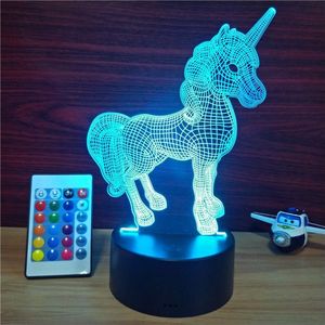 Lampada Notturna 3D a Illusione Ottica Unicorno da <span class=keywords><strong>Sogno</strong></span> per Bambini, 16 Colori Cangianti con Telecomando, Decorazione per Camera, Regalo per Bambini - Product Image 5