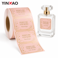Rouleau d'étiquettes personnalisées pour parfum, rose doré, imperméable, résistant aux rayures, autocollant adhésif, écologique, durable, pour bouteille cosmétique