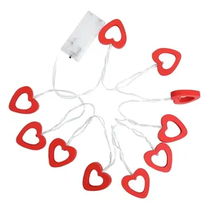 1.5m Wooden <strong>String</strong> <strong>Light</strong> LED <strong>Lights</strong> for Bedroom Decorative for Birthday Fairy Christmas Outdoor Solar Indoor Battery Powered Red - Product Image 1