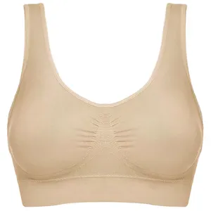 Plus Size Dubbele Laag Draadvrije Stretch-Fit Bralettes Voor Dames, Gewatteerde Naadloze Bralette-Bandjes Slaapbeha