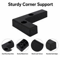 Support d'angle en plastique noir en forme de L, sans rouille, avec 3 trous pour canapé, lit, table