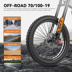 มอเตอร์ไซค์ไฟฟ้าวิบาก EKX รุ่นใหม่ กำลังไฟสูงสุด 6000 วัตต์ 60 โวลต์ 30 แอมป์ชั่วโมง สำหรับขับขี่ออฟโรด ความเร็วสูงสุด 45 ไมล์ต่อชั่วโมง ระยะทางวิ่งได้ 55 ไมล์ รับผลิตแบบ OEM/ODM รับประกัน 3 ปี - Product Image 4