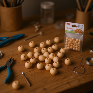 Perline in legno ILAN da 10 mm rotonde per artigianato e creazione di gioielli - Product Image 2