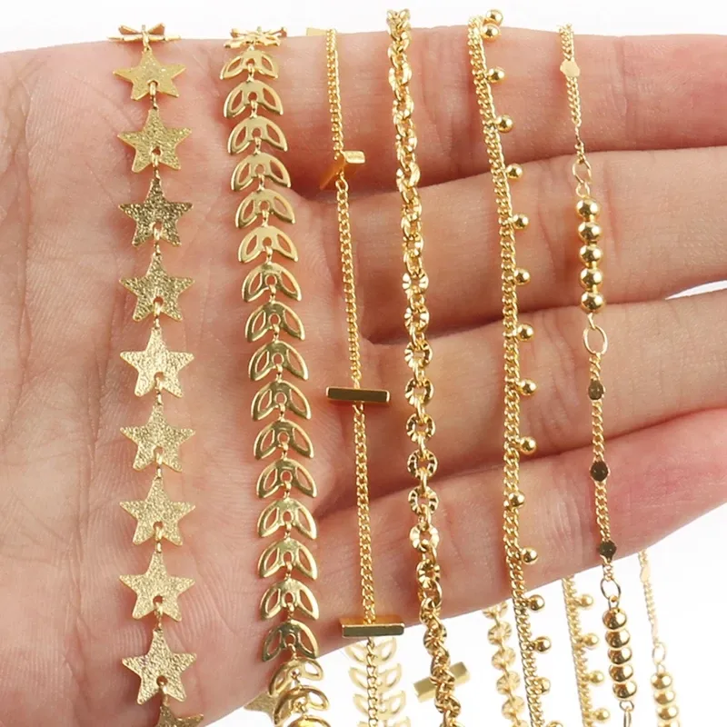 Wholesale Stainless Steel Wire Wrapped Rosary Chain Gold Color Metal Beading Chains for Jewelry Making