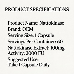 Complément Alimentaire OEM ODM Nattokinase 2000 FU 100mg 60 Capsules – Capsules Végétales Fermentées - Product Image 3