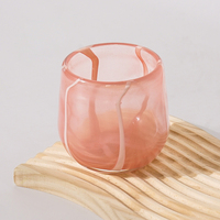 Nouvelle conception – Vases à bougies en verre soufflé de luxe, colorés effet fumé, motif tourbillon, pot à bougie ambré soufflé de luxe avec emballage