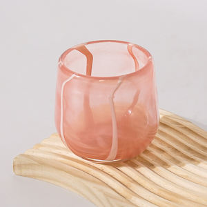 新しいデザインの煙カラフルな手吹きガラスキャンドル容器スワール模様吹きアンバーキャンドルジャー包装 - Product Image 4